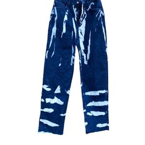 Nasty Gal Jeans Women's Blue Wide Leg Jeans Size 4 Denim Bleach Lines